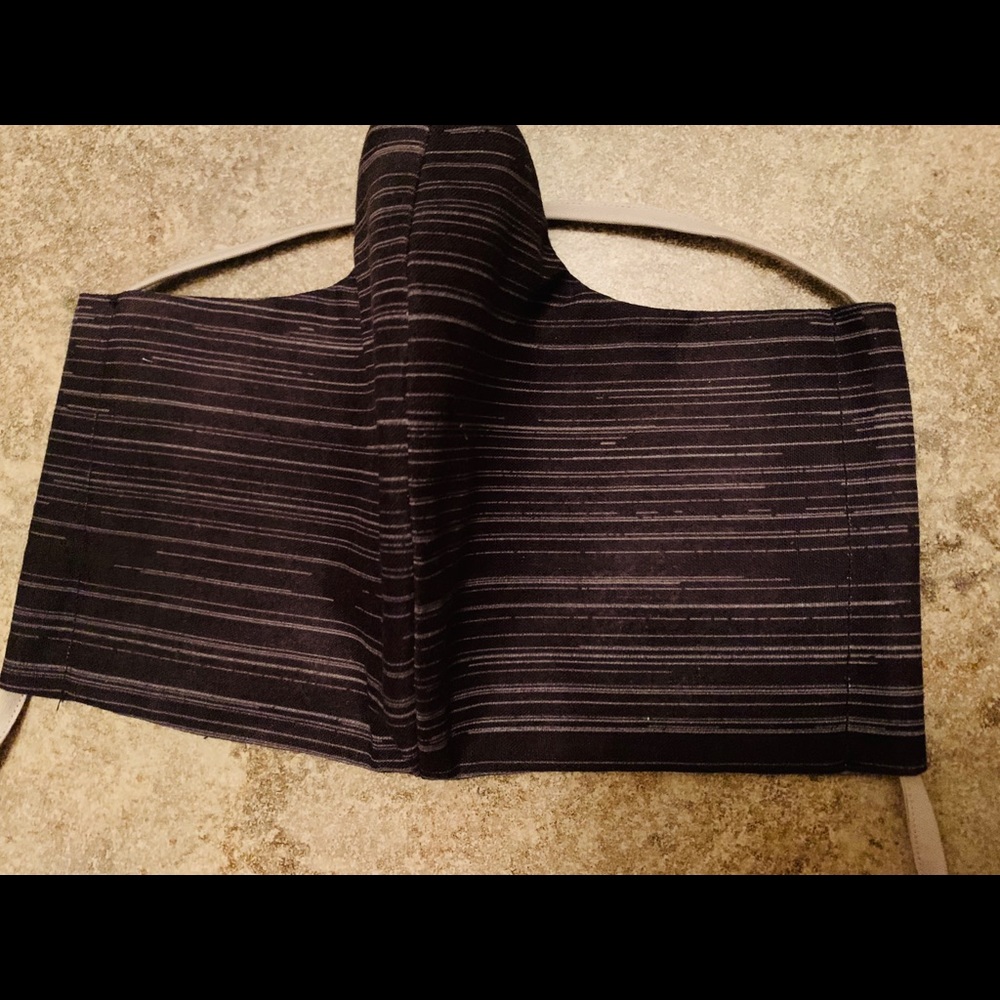 PPE Face Mask HD Quilt Fabric Black/Grey stripe